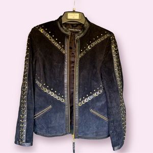 Vintage Pamela McCoy Suede Jacket- Black/Gold XS